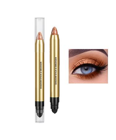 6 Color Neutral Eyeshadow Stick Pearl Pink Brown Makeup Single Eyeshadow Stick with Blending Brush Waterproof & Long Lasting Eye Brightener Stick Eye Shadow Pencil for Smoky Metallic Eye Makeup 1PC 04#