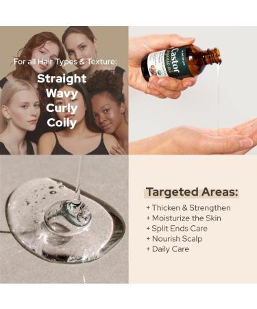 Castor Oil by Plant of Life - USDA Organic 100% Pure Cold-Pressed Hexane-Free - Strengthen Repair for Hair Eyebrow Eyelash - (2oz (60mL)) - Buy Online on GoSupps.com