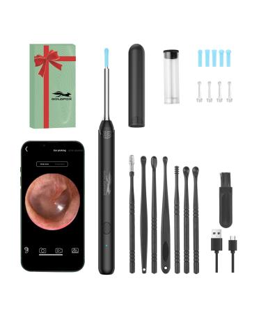 GOLDFOX Ear Wax Removal Ear Camera Ear Wax Camera Kit Wireless Ear Wax Removal Kit Camera 1080P HD Visual Ear Otoscope with WiFi Ear Cleaner Camera for iPhone iPad & Android Smart Phones(Black)