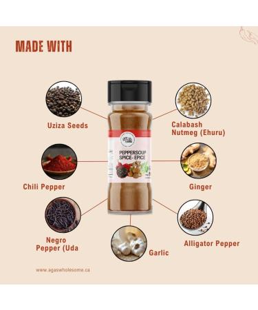 Aga's Wholesome Peppersoup Spice 100g Mildly Spicy Made with 7 Native Spices Authentic African Flavour Great for Nigerian/West African Peppersoups & More Salt & MSG Free Gluten Free Plant Based Non-Irradiated GMO Free - Buy Online on GoSupps.com