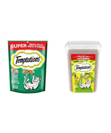 Temptations Adult Cat Treats Seafood Medley Flavour 350g Pouch & Mix-Ups Adult Cat Treats Catnip (Chicken Catnip & Cheddar Flavour) 454g Tub 350 g (Pack of 1) Seafood Cat Treats + PET_FOOD 349884