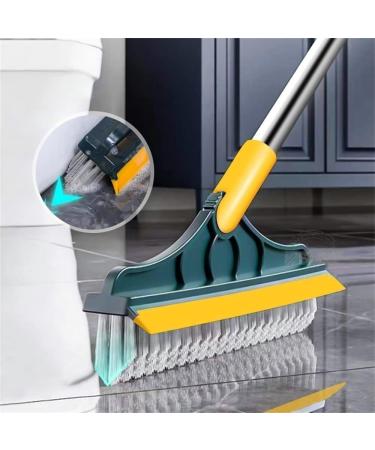 2 in 1 Floor Brush Scrubber with Long Handle Grout Brush Scrape Stiff Bristle Cleaning Scrub Brush with Squeegee 120 Rotating Tile Brush for Cleaning Bathroom Glass Patio Kitchen -Green - Buy Online on GoSupps.com