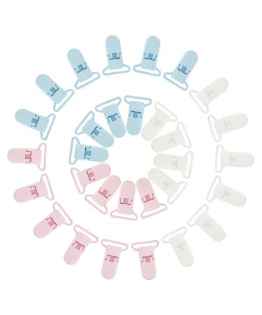 CHGCRAFT 30pcs 3 Colors Environmental Plastic Pacifier Holder Clip DIY Bib Clips Plaything Holder Replacement for Business Office Clothing Accessories Student Supplies