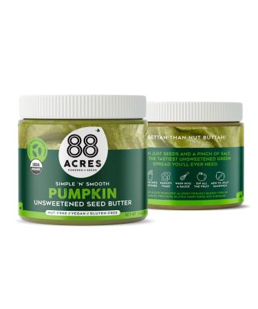 88 Acres Organic Pumpkin Seed Butter | Unsweetened | Keto-Friendly, Gluten Free, Dairy Free, Nut-Free Seed Butter Spread | Vegan & Non GMO | 2 Pack, 14 oz
