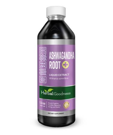 Ashwagandha Root Extract | Organic Ashwagandha Supplements for Women & Men | Natural Calm Mood Support Supplement | Non-GMO Vegan Adaptogenic Fast Absorption Liquid Drops 12 fl. oz
