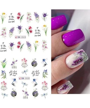 Spring Flower Water Transfer Nail Stickers - Butterfly & Dragonfly Decals for Acrylic Nails - Floral Design for Women - Nail Decorations & Supplies - Buy Online on GoSupps.com