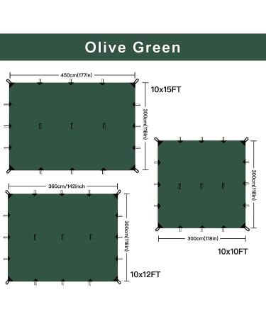 KALINCO Waterproof Camping Tarp 10X12FT Hammock Rain Fly Tent - Lightweight & Compact for Backpacking/Hiking - Green - Buy Online on GoSupps.com