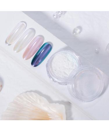 ADHERE ADHERE Pearl Series Ultra Fine Shimmering Chrome Pearl Effect Nail Powder for UV/LED Gel and Regular Polish DIY Mirror Finish for Professional Quality Nails 0.3g (White Butterfly)
