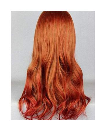 BGHJUE Orange Red Synthetic Long Wave Ombre Wig - Heat Resistant Middle Part Wig for Women - Buy Online on GoSupps.com