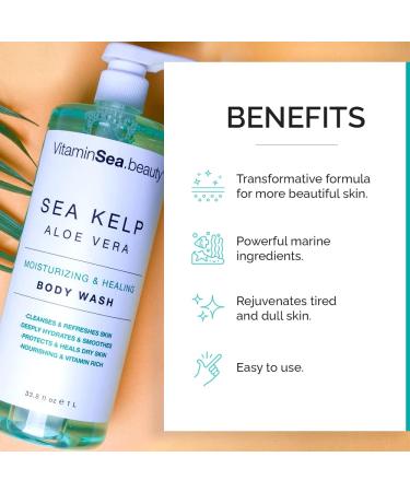 Vitamins and Sea Beauty Moisturizing Body Wash - Hydrating Shower Gel with Sea Kelp & Aloe Vera | 32 Fl Oz - Buy Online on GoSupps.com