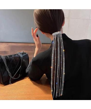 FRCOLOR Rhinestone Ponytail Chain Bling Bling Hair Extension Chain Sparkly Hair Chains Shiny Beaded Tassel Ponytail Hairpiece 35CM - Buy Online on GoSupps.com