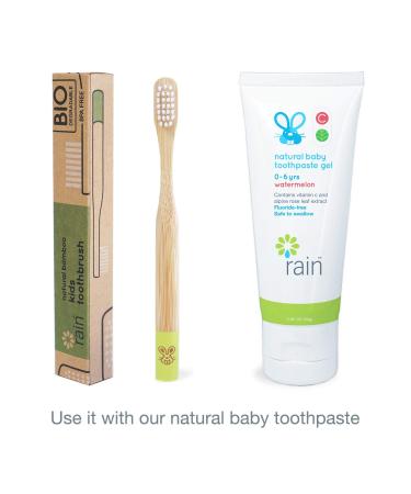 Rain Organic Bamboo Baby Kids Toothbrush - Safe Infant Toddler Toothbrush 6-12 Months+ | BPA-Free Biodegradable Wood, Extra Soft Bristles | Children's Dental Care (3 Pack) - Buy Online on GoSupps.com