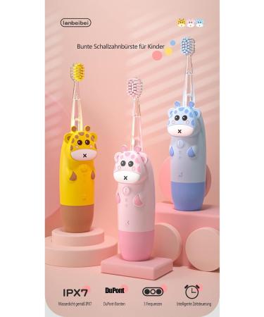 Children's Electric Toothbrush for Ages 2-12 | LED Light Smart Timer & Soft Brush Heads - Waterproof Pink Baby Toothbrush - Buy Online on GoSupps.com