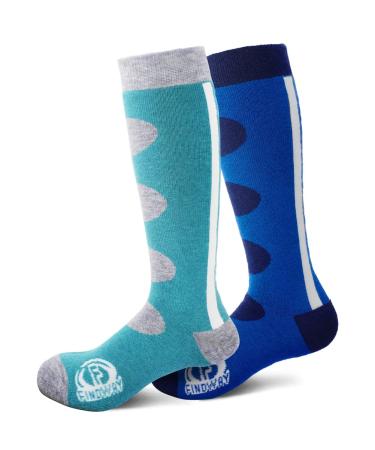Findway 2 couple merino wool unisex ski socks children thermal sock ski fip with about the calf design for girls/boys breathable winter socks for winter sports snowboard socks 30-36 2 couple blue-green+blue