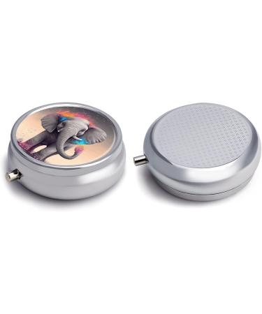 Shop Cute Elephant Print Round Pill Box - 3 Compartment Portable Metal Organizer for Medicine - Decorative Animal Cartoon Design - Ideal Travel Accessory - Buy Online on GoSupps.com