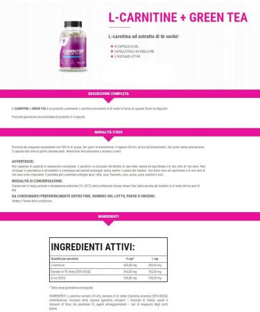 Trec Nutrition L-Carnitine + Green Tea 180 Capsules - Boost Metabolism & Energy | Buy Online Worldwide - Buy Online on GoSupps.com
