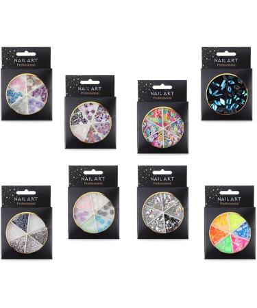 8 Wheels Metal Nail Art Decorations Colorful Mixed Metal Nail Art Nail Rhinestones 3D Shell Flower Glitters Flower Shell Beads(001) - Buy Online on GoSupps.com