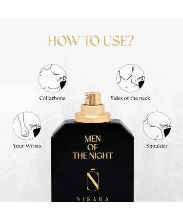 Nisara Men of the Night Perfume for Men - 100 ml | Long Lasting Eau De Parfum | Premium Perfume | Citrus-Chypre-Musky Fragrance | With Bergamot Lemon Orange Amber Wood Leather | Premium Perfume - Buy Online on GoSupps.com