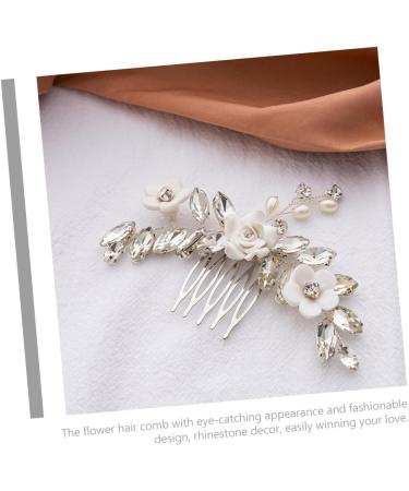 DOITOOL Wedding Hair Comb for Bridal Wedding Hair Accessories Floral Hair Comb Wedding Hair Side Comb Bridal Hair Comb Decorative Hair Comb Flowers Crystal French Bride White - Buy Online on GoSupps.com
