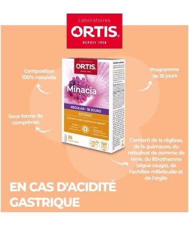 Ortis - Minacia Regular 36 Tablets - Food Supplement to Soothe the Stomach - Gastric and Digestive Comfort - 100% N - Buy Online on GoSupps.com