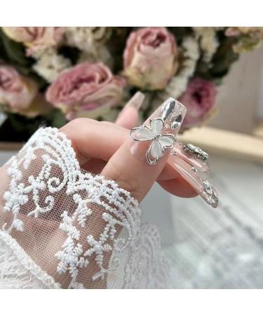 Temperament manicure broken diamond butterfly gradient manual manicure wearing a white patch with long detachable and lasting together.(XS) - Buy Online on GoSupps.com