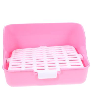 COLLBATH Box Rabbit Toilet Guinea Pig Cooling Racks for Baking Pet Litter Pan Trainer Cat Toilet Plastic 28.5X23.5X15.5CM Pink