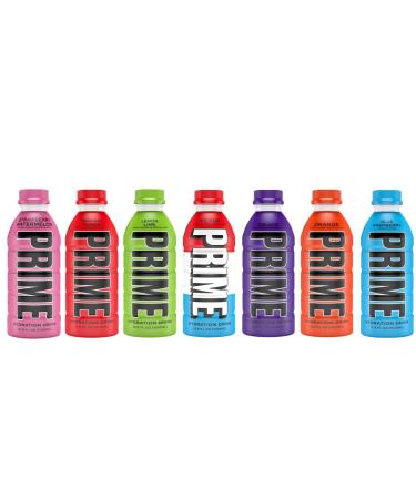 Prime Hydration Sports Drink Variety Pack - Energy Drink Electrolyte Beverage - Lemon Lime Tropical Punch Blue Raspberry Orange Grape Ice Pop & Strawberry Watermelon - 16.9 Fl Oz (7 Pack - 7 Flavors) Strawberry 7 Pack