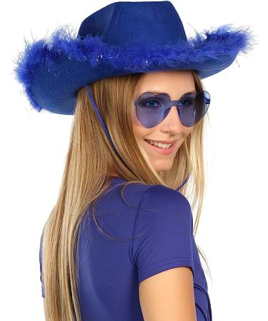 Funcredible Blue Cowgirl Hat with Glasses - Western Rodeo Party Costume Accessory for Women, Girls, and Kids - Buy Online on GoSupps.com