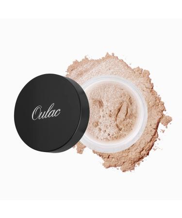 Oulac Diamond Shine Highlighter Powder Makeup Multi-Usage with Powder Puff Bronze Forever (02) Light Warm Gold 11g