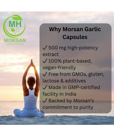 Morsan Healthcare Odorless Garlic Capsules 500 mg | Allium sativum | 240 Vegan Capsules | Herbal Supplement | Vegan Gluten-Free GMO-Free | Natural Herbal Supplement | Pack of 4 Bottle - Buy Online on GoSupps.com
