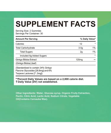 Ovankata Ginkgo Biloba Gummies - Organic Brain Boost Supplement for Blood Circulation, Mood & Focus - Vegan Non-GMO - 60 Count - Buy Online on GoSupps.com