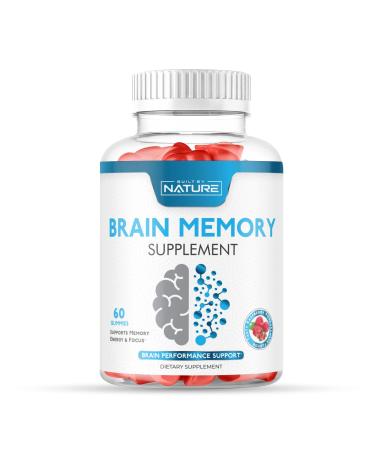 Brain Memory Supplement Gummies with Phosphatidylserine for Memory and Focus Plus Vitamin B12, Nootropic Brain Booster Gummy for Seniors and Adults, 60 Gummies