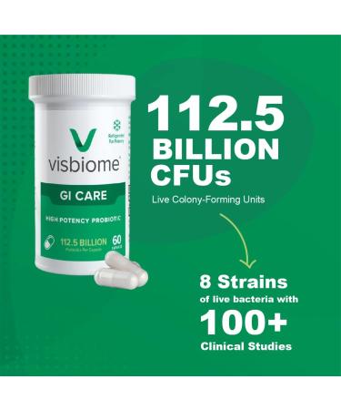 Visbiome GI Care - High Potency Probiotic - 112.5 Billion CFU Live Probiotics Original De Simone Formulation Made in USA 60 Capsules. 60 Count (Pack of 1) - Buy Online on GoSupps.com