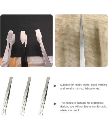 Exceart 3-Piece Stamp Tweezers Set | Eyelash Extension & Flat Pointed Tip Applicator | Silver Tool for Eyelash & Philately Collectors | International Shipping - Buy Online on GoSupps.com