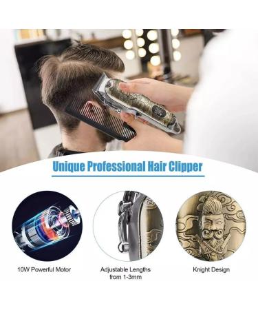 Professional USB Rechargeable Hair Cutting Tool - All Metal Body Hair Clippers with LCD - Electric Trimmers for Barbers - Fast Charging Base - Buy Online on GoSupps.com