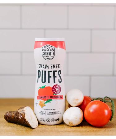 Serenity Kids Grain Free Puffs - Tomato & Mushroom 1.5 oz | Healthy Snack for Kids - Buy Online on GoSupps.com