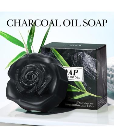 SADOER Natural Oil & Herbal Bath Soap Bamboo Charcoal | Premium Skincare & Hygiene | Flower Shaped Beauty Bar - Buy Online on GoSupps.com