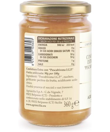 Italian Gourmet E.R. Agrisicilia Confetura Pescabivona I.G.P. Extra Jam with "Pfirsich of Bivona I.G.P" Premium Sicilian Fruits Handmade 3 x 360 g + Italian Gourmet Pulp 400 g - Buy Online on GoSupps.com