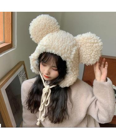 Cute Plush Faux Fur Animal Critter Hat for Women and Girls - Beige - Buy Online on GoSupps.com