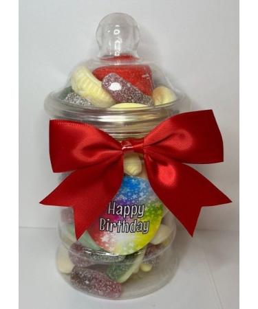 Happy Birthday Filled Pick N Mix Sweet Victorian Jar Gift Personalised Present 380ml