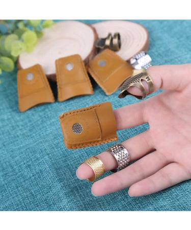 10 Pcs Metal Thimble Set with Leather Finger Protectors - Sewing & Stitching Finger Protection - Buy Online on GoSupps.com