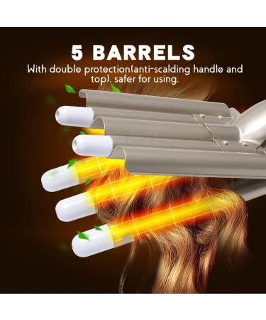 RWeLit 5 Barrel Waver Curling Iron - Nano Tourmaline Ceramic Hair Crimper for Beautiful Curly Waves - Buy Online on GoSupps.com