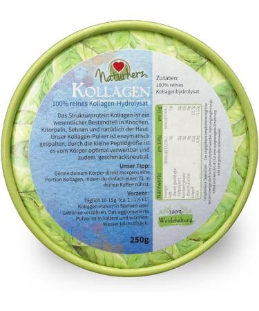 Natural heart Naturherz Collagen powder beauty kick 250 g 100 pasture conservation high bioavailability food supplement tasteless easily soluble - Buy Online on GoSupps.com