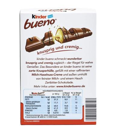 Ferrero Kinder Bueno Chocolate Bars - Milk Hazelnut Cream 6 Pack (6 x 21.5g) - International Shipping Available - Buy Online on GoSupps.com