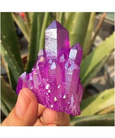 Stone Crafts Rare Beautiful Purple Flame Aura Quartz Crystal Cluster Specimen Reiki Crystals - Buy Online on GoSupps.com