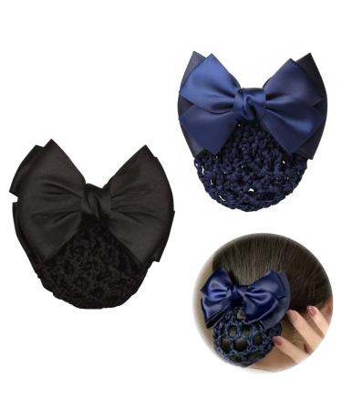 2 PCS Bowknot Hair Net Professional Bowknot Hair Clip Bow Barrette Bun Cover Bun Net for Women Girls