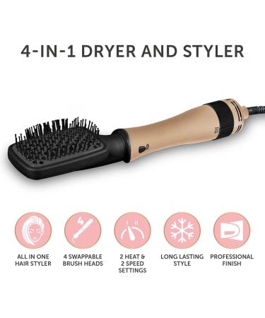 Carmen Noir 4-in-1 Dryer & Styler | 2 Speed 2 Heat Settings | 4 Interchangeable Heads | Black & Rose Gold Hot Air Styler - Buy Online on GoSupps.com