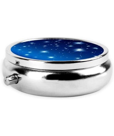 Buy Blue Star Pattern Portable Metal Pill Box - Round Mini 3-Compartment Travel Case with Hinged Design for Small Pills - Buy Online on GoSupps.com