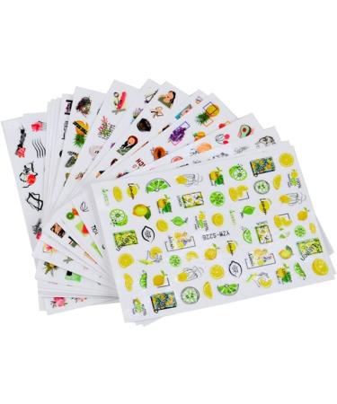 8 Sheets Lemon Banana Leaf Orange Manicure Decor Nail Stickers Adhesive Decals Summer Fruit - Buy Online on GoSupps.com
