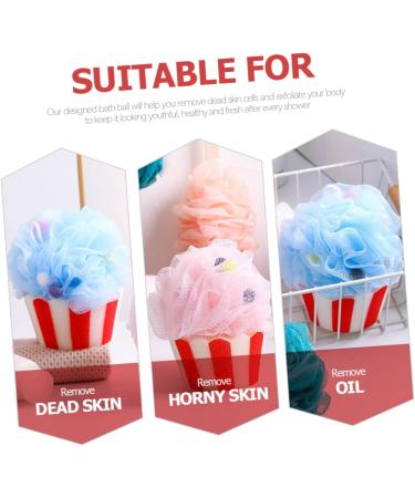 2pcs Cartoon Ice Cream Bath Balls - Exfoliating Loofahs & Shower Puffs for Ultimate Bathing Experience - Buy Online on GoSupps.com